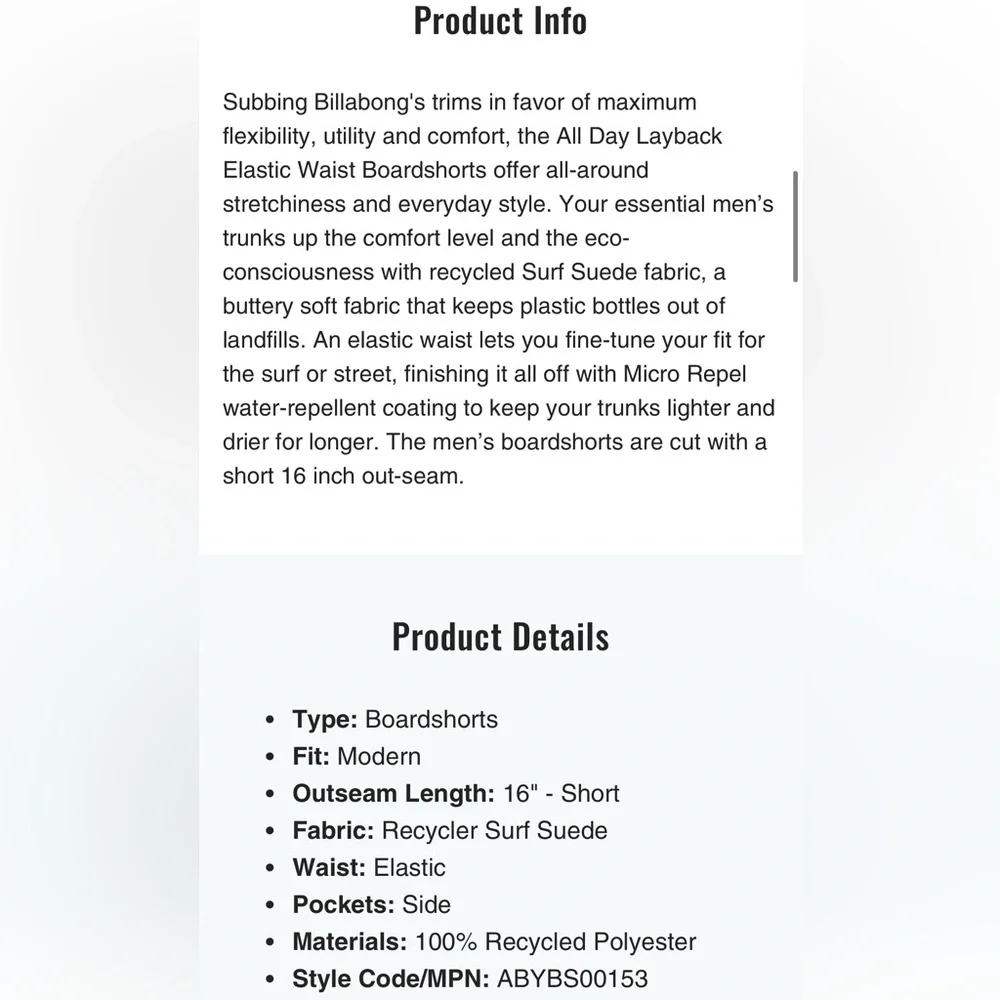 Billabong Layback Men's Blue Shorts - Picture 9 of 11